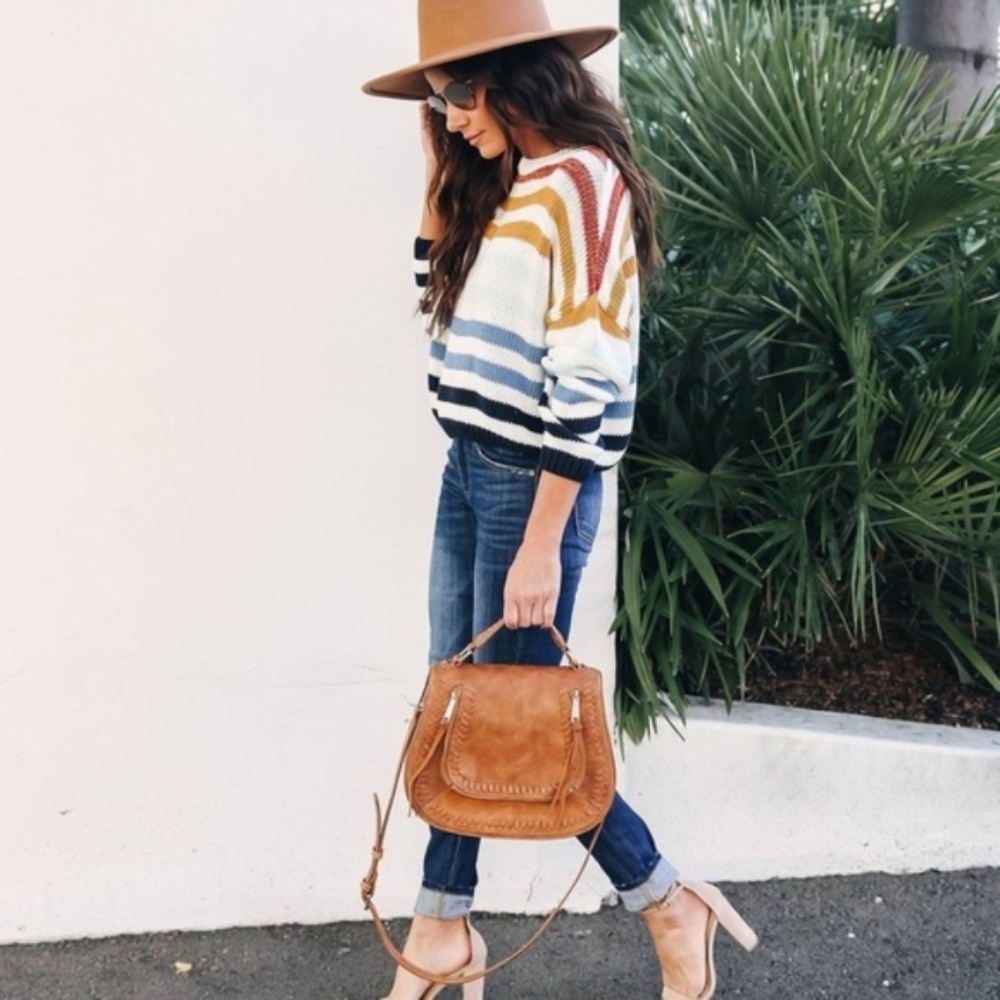 Leticia Striped Soft Knit Crew Neck Sweater - Picture 4 of 7